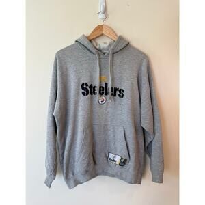 Vintage 90s NFL Steelers hoodie/hooded sweatshirt size medium gray 
￼